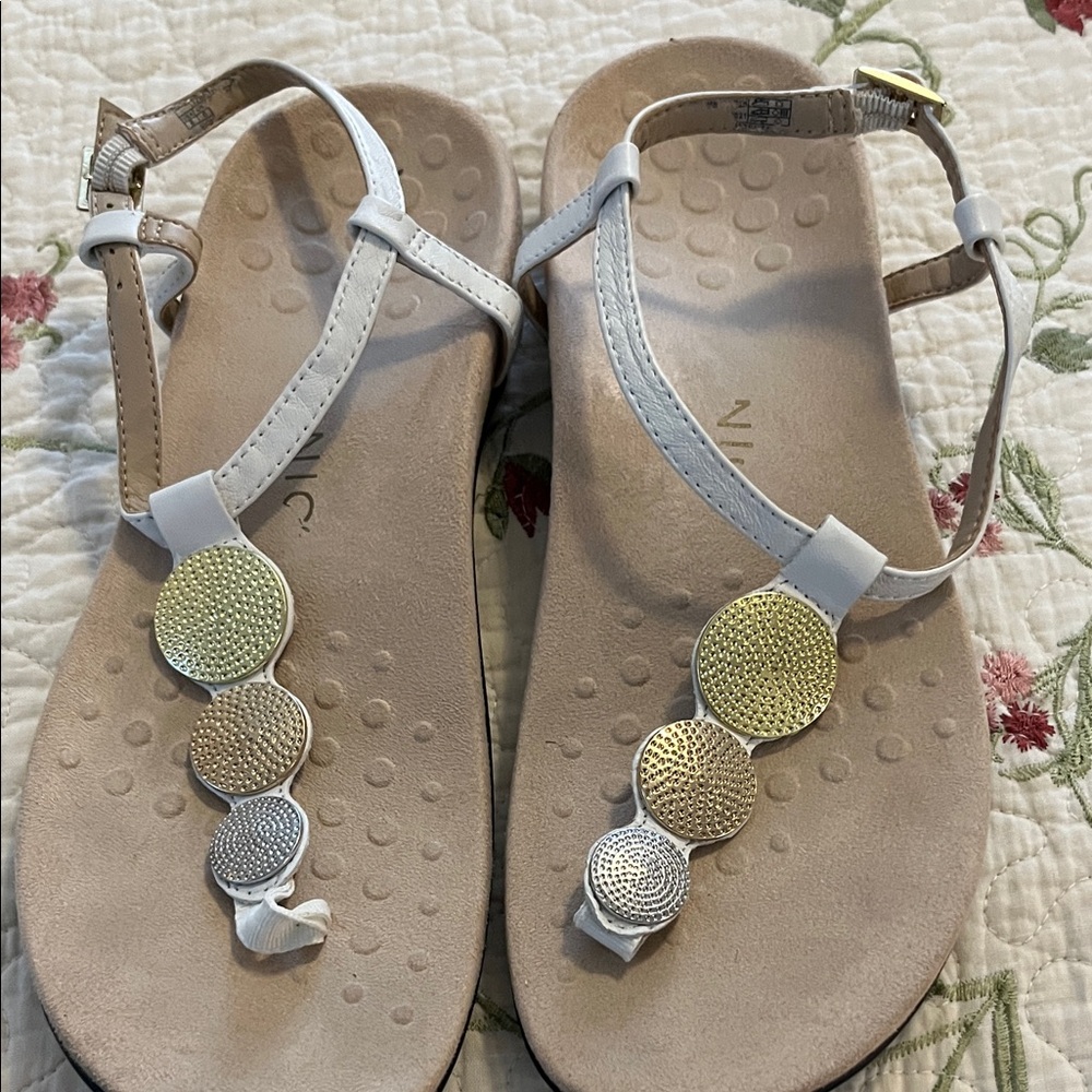 Vionic Women's Sandals with White and Gold Accents